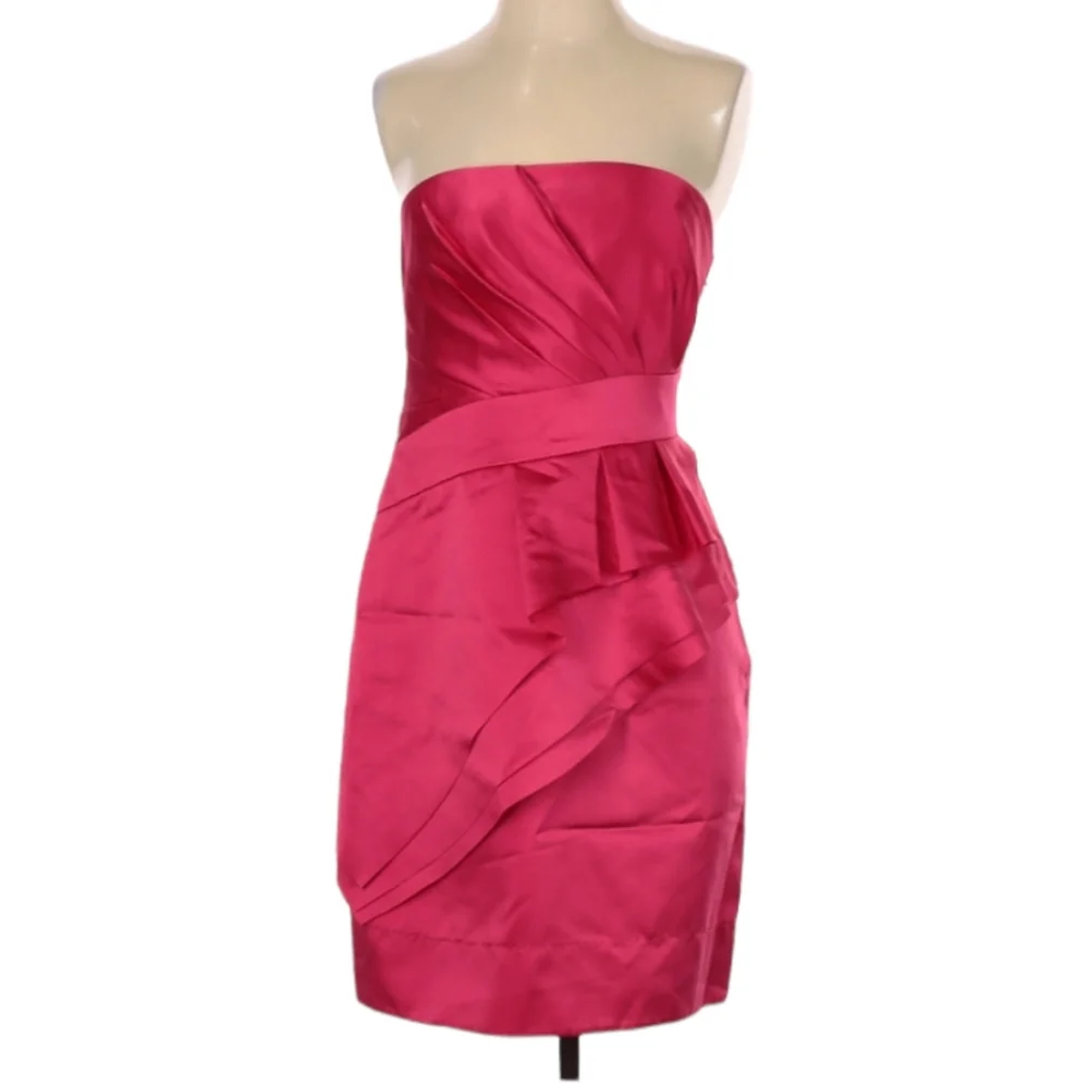 Phoebe Couture‎ Cocktail Party Dress Size 6 Strapless Pink Fuchsia Bridesmaid